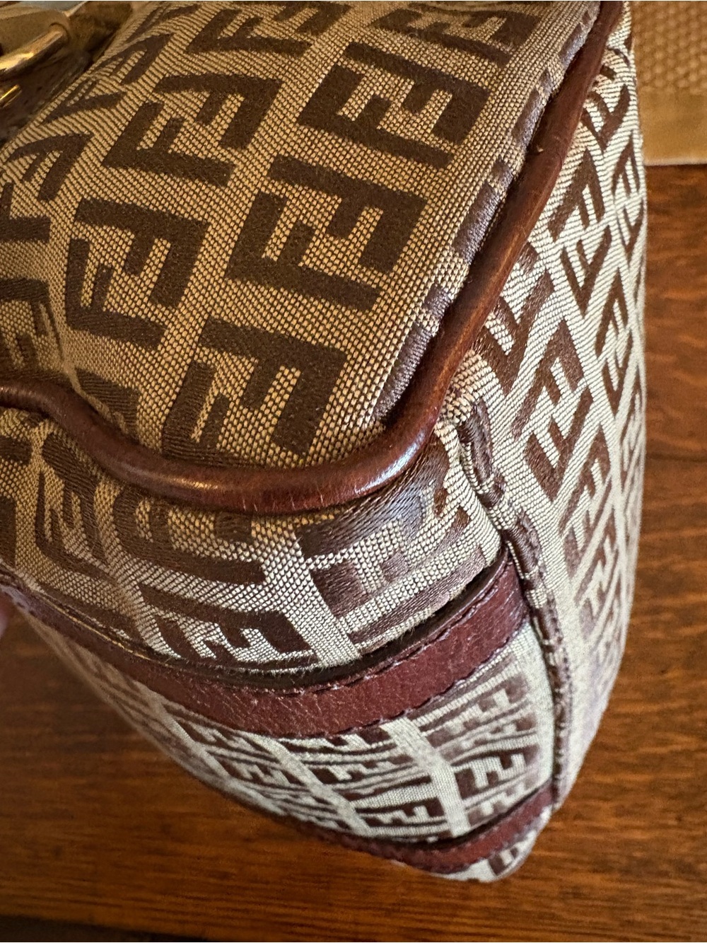 Fendi Small Zucchino Zucca Canvas Forever Bauletto Boston Bag Excellent - Picture 7 of 12